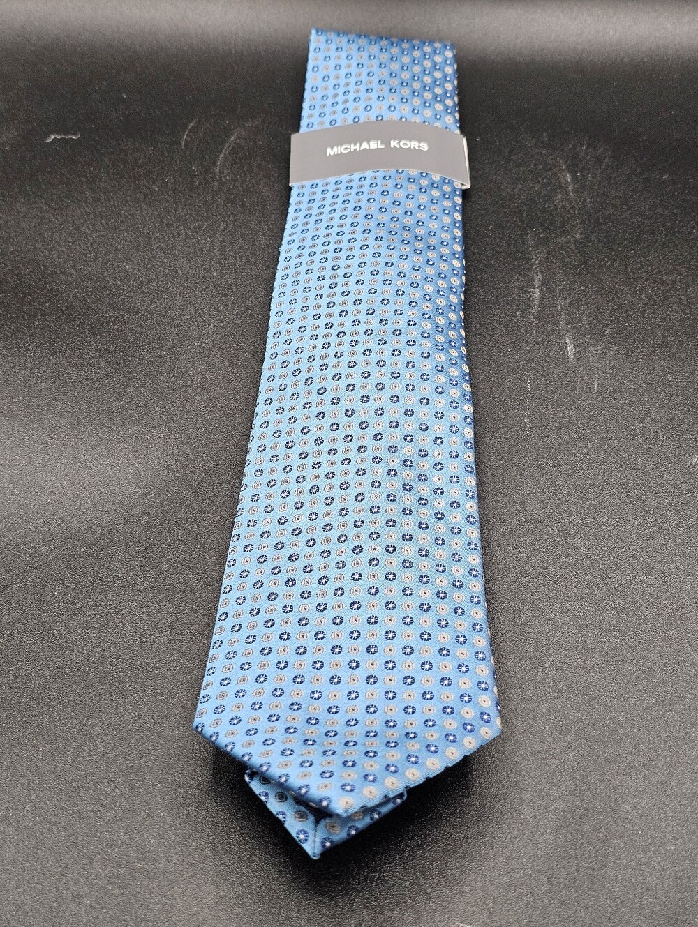 NWT Michael Kors Men's Blue Woodward Dot Silk Blend Neck Tie Silk/Polyester XL